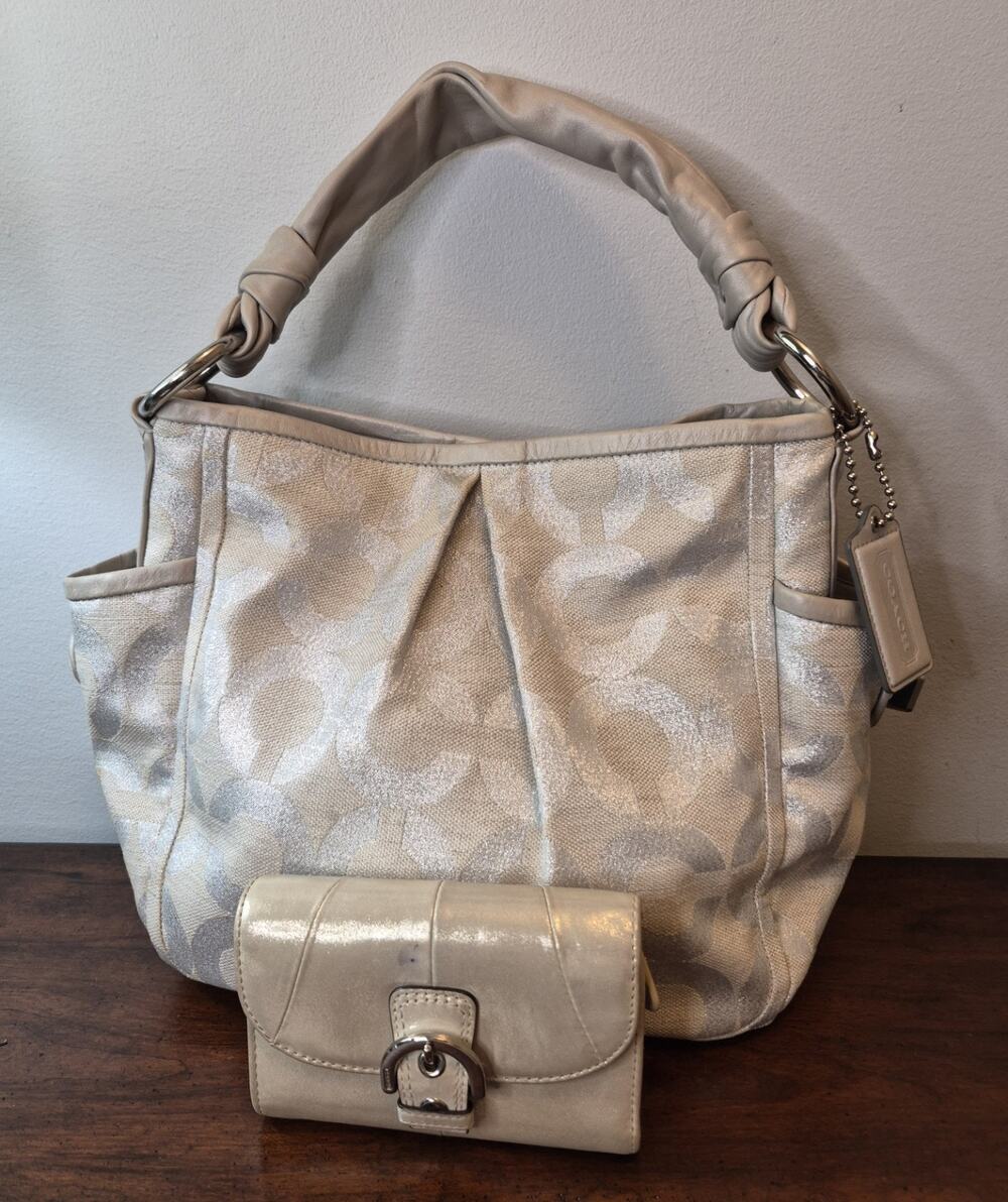 COACH Parker Op Art Signature Hobo Bag L0882-13508 and Soho Wallet